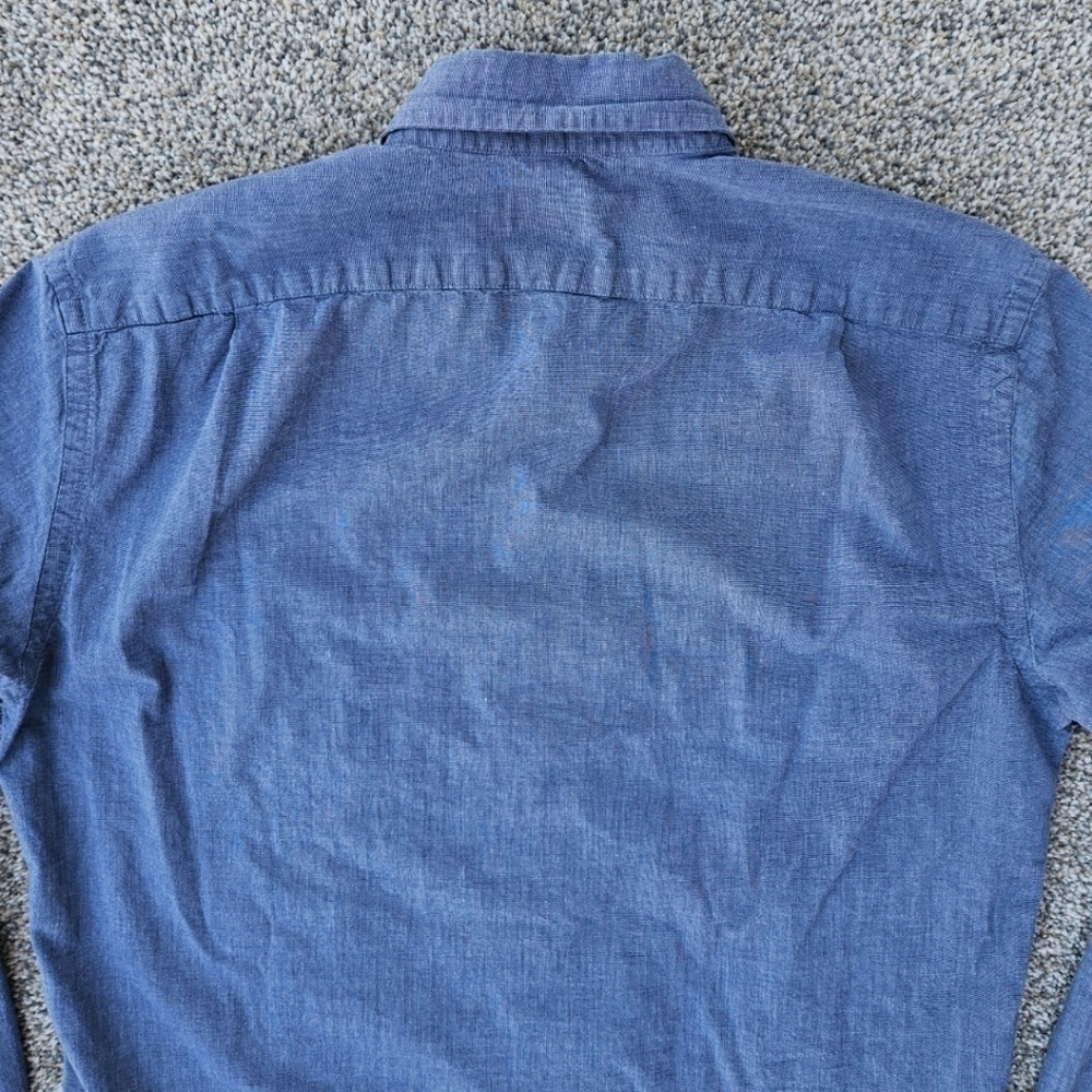 J. Crew Jeans Slim Flex Washed Muted Blue Long Sleeve Button Down Shirt Men's M - Picture 11 of 12